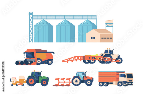 Tractors, Combines, Plows, Harvesters, Farm Machinery For Planting, Cultivating, Harvesting, And Processing Crops