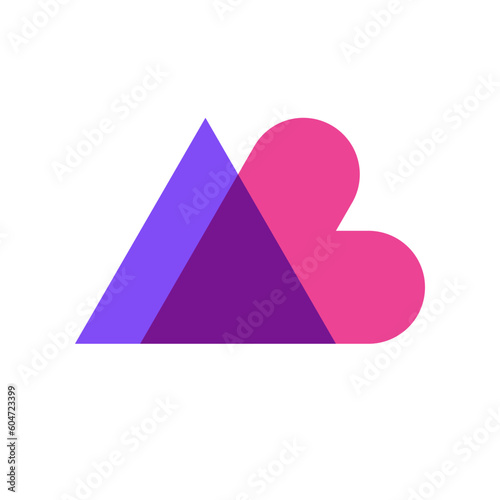 Letter A or AB heart overlapping color logo