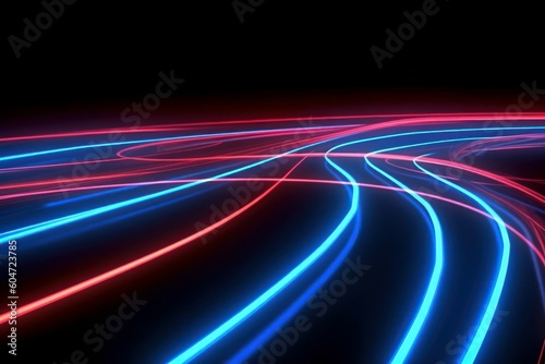 Spectrum neon lights abstract background. Futuristic curves. AI generated, human enhanced