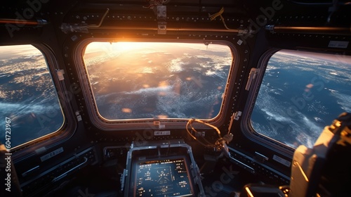 Fototapeta Naklejka Na Ścianę i Meble -  Gazing from the Spacecraft Window