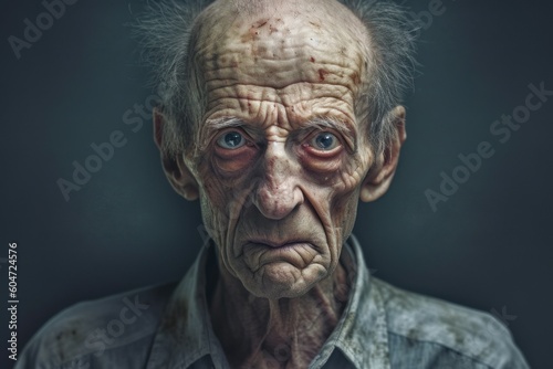 Old man zombie or monster, horror concept. AI generated, human enhanced