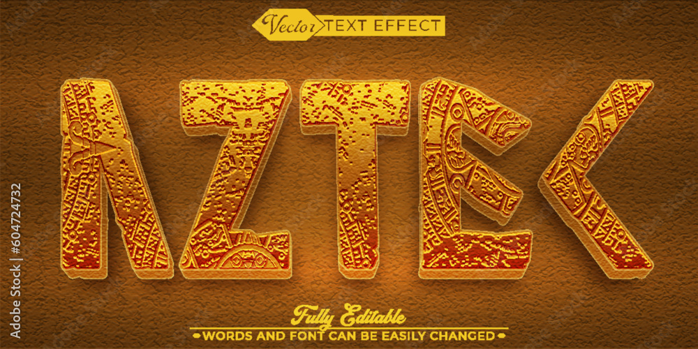 Brown Historic Aztec Artifact Vector Editable Text Effect Template