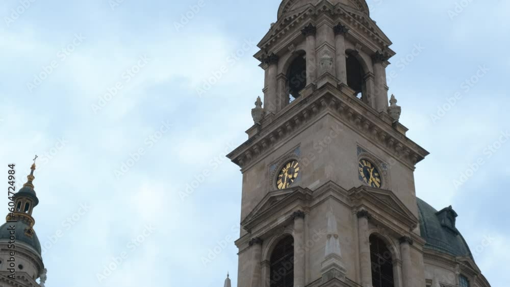Hungary basilica against sky. A view of nice gothic basilica building in Budapest during day time. Hungary basilica against sky. A view of nice gothic basilica building in Budapest during day time.