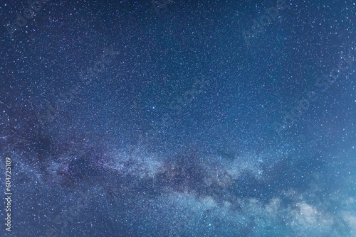 Beautiful starry night. Bright Milky Way galaxy sky. Astronomical background. © Inga Av