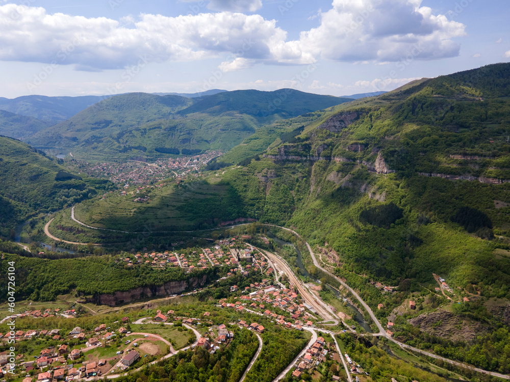 Aerial view of iskar gorge near village of Bov, Bulgaria