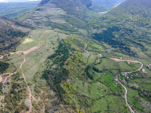 Aerial view of iskar gorge near village of Bov, Bulgaria photo