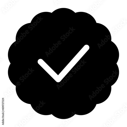 Verified Check Badge Stamp Simple Line Icon Symbol
