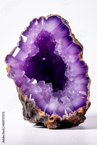 Large purple amethyst quartz crystal geode.  Generative AI