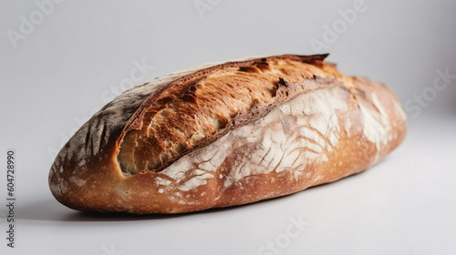 European Sourdough Bread on White Background, Generative AI