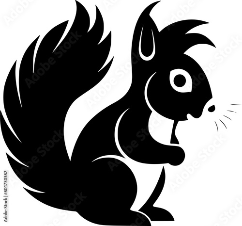 Squirrel - Black and White Isolated Icon - Vector illustration