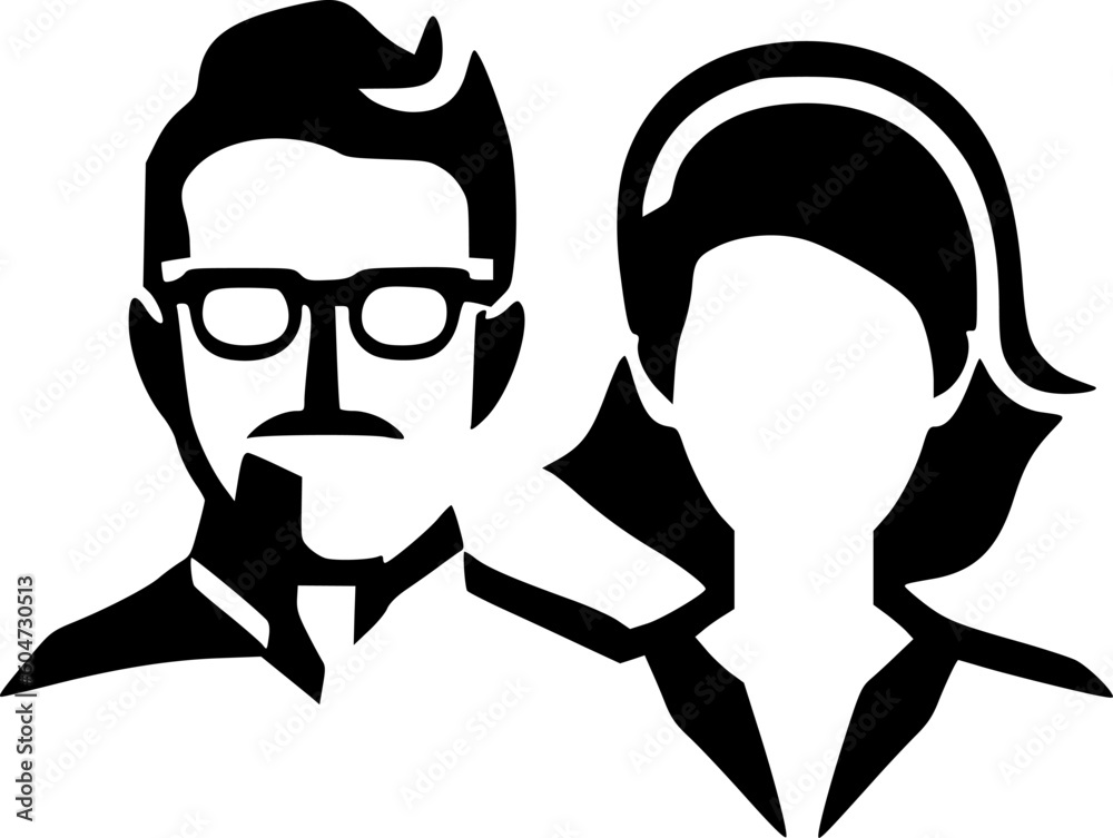 Couple Clip Art - Minimalist and Flat Logo - Vector illustration Couple Clip Art - Minimalist and Flat Logo - Vector illustration