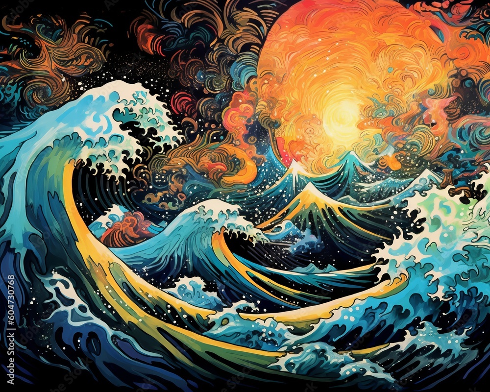 激しい波,Generative AI AI画像 激しい波,Generative AI AI画像