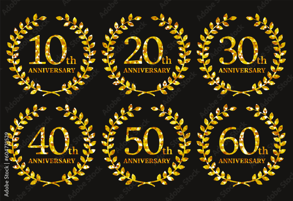 Fototapeta premium ゴージャスなアニバーサリーアイコン_ゴールド_ベクターイラスト