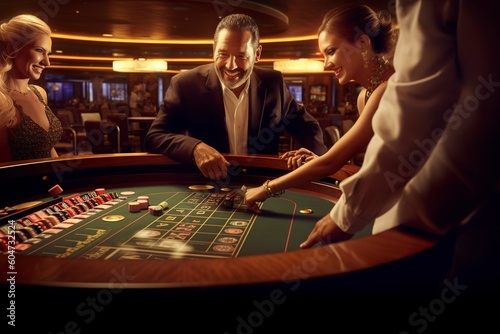 Wealthy people spend their money on casino games. Ai generated.