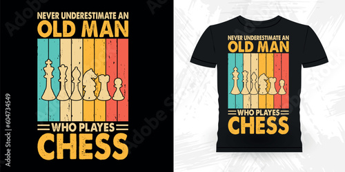 Funny Chess Player Retro Vintage Chess Board T-shirt Design