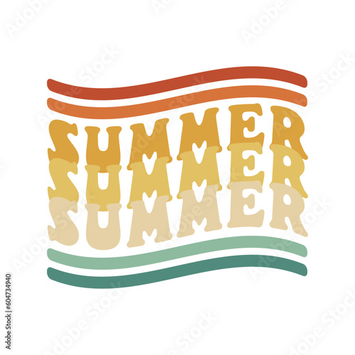 Summer beach abstract retro print. Fun happy trendy vector t-shirt or hippie tee.