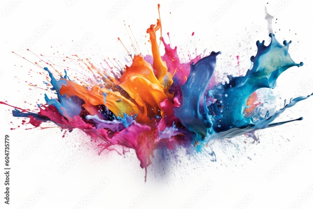 Colorful ink splashes frozen in air, Concept creative and artistic expression. Generative Ai