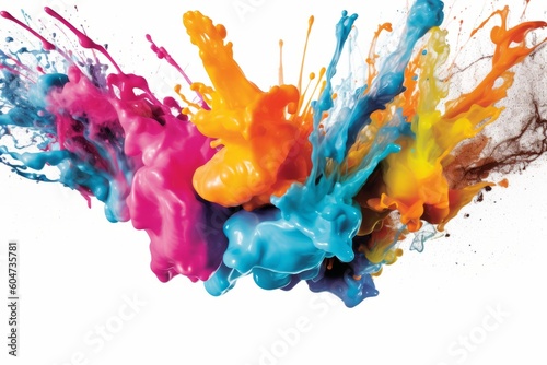 Colorful ink splashes frozen in air, Concept creative and artistic expression. Generative Ai