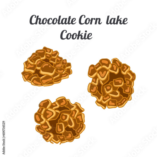 Chocolate cornflake cookies. Hand drawn watercolor vector illustration