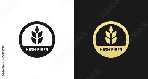 High fiber icon or High fiber label vector isolated in flat style. High fiber icon for product packaging design element. High fiber label for packaging design element.