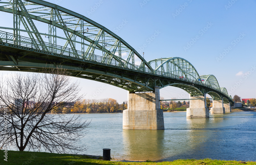 Obraz premium Bridge between Hungary and Slovakia - Maria Valeria's bridge in Esztergom