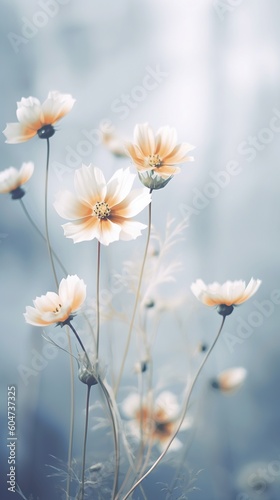 Image of tightly Realistic multi type of Flowers without leaf, pale colorful color style , minimal background for phone or desktop wallpaper. © sweetjinkz