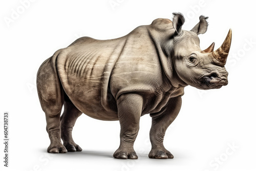 rhino isolated on white background with space to text. copy space. ai generative © Mr. Bolota