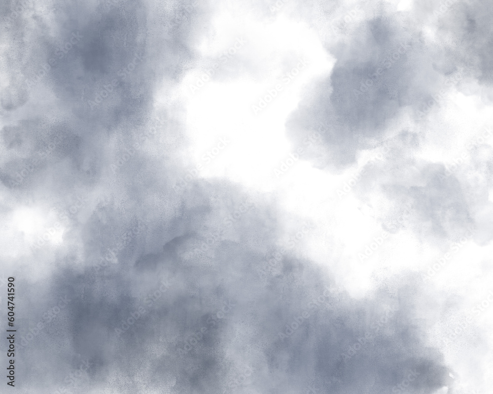 Obraz premium 曇りの空を見上げた水彩風イラスト 背景