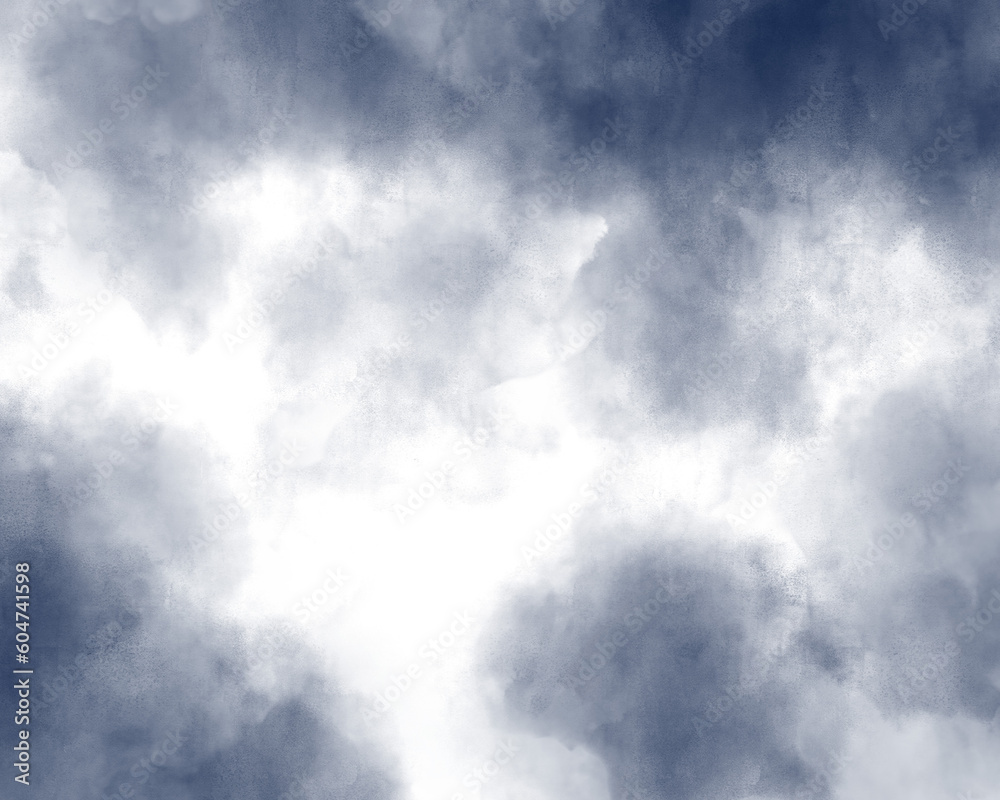 曇りの空を見上げた水彩風イラスト　背景