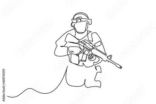 soldier man camouflage outside operation line art