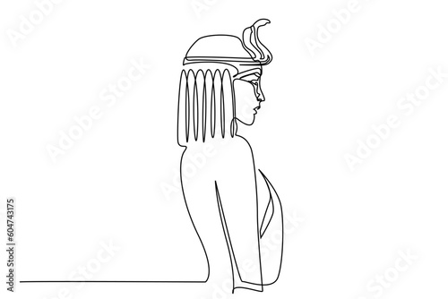 young attractive beautiful historical egypt princess cleopatra profile line art