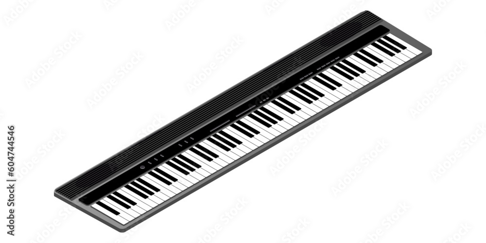 Vector isometric keyboard musical instrument: digital piano Vector isometric keyboard musical instrument: digital piano