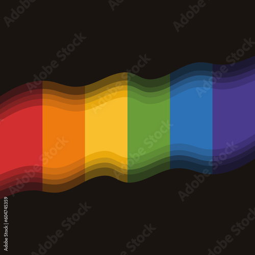 Wektorowe tło z flagą społeczności LGBTQ +. Miesiąc dumy. Koncepcja ruchu praw człowieka. Parada równości. Kolorowy wzór na ciemnym tle.