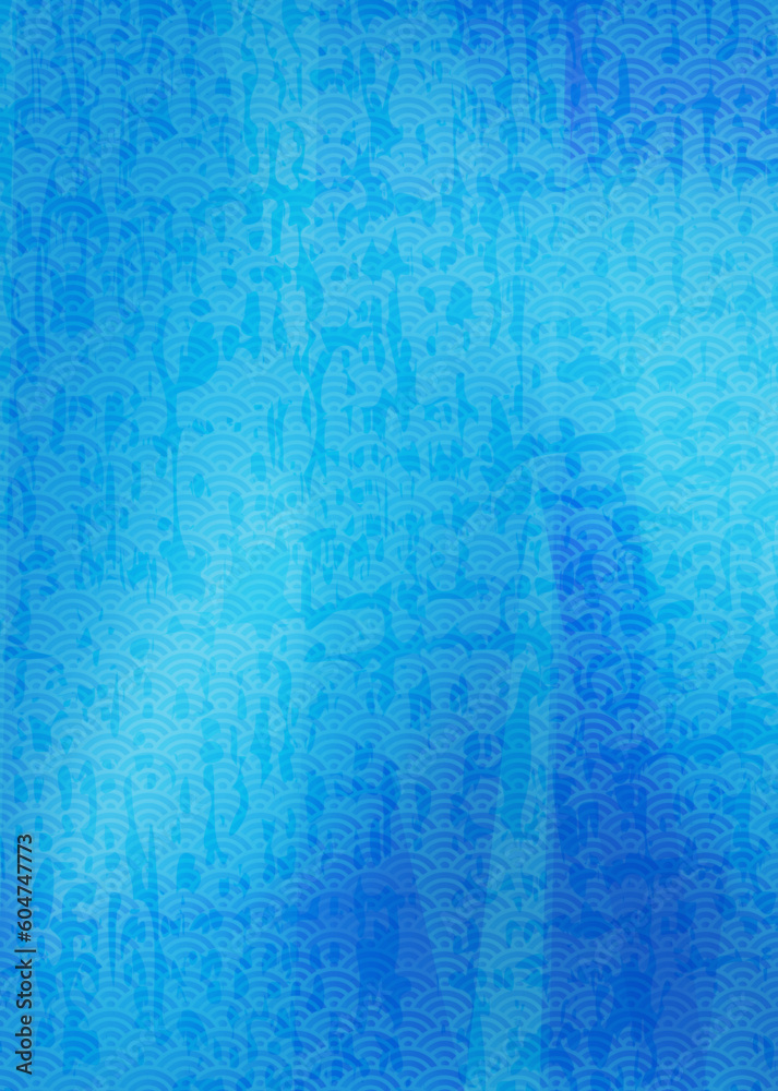 Obraz premium 青海波文様 ブルーの背景イラスト