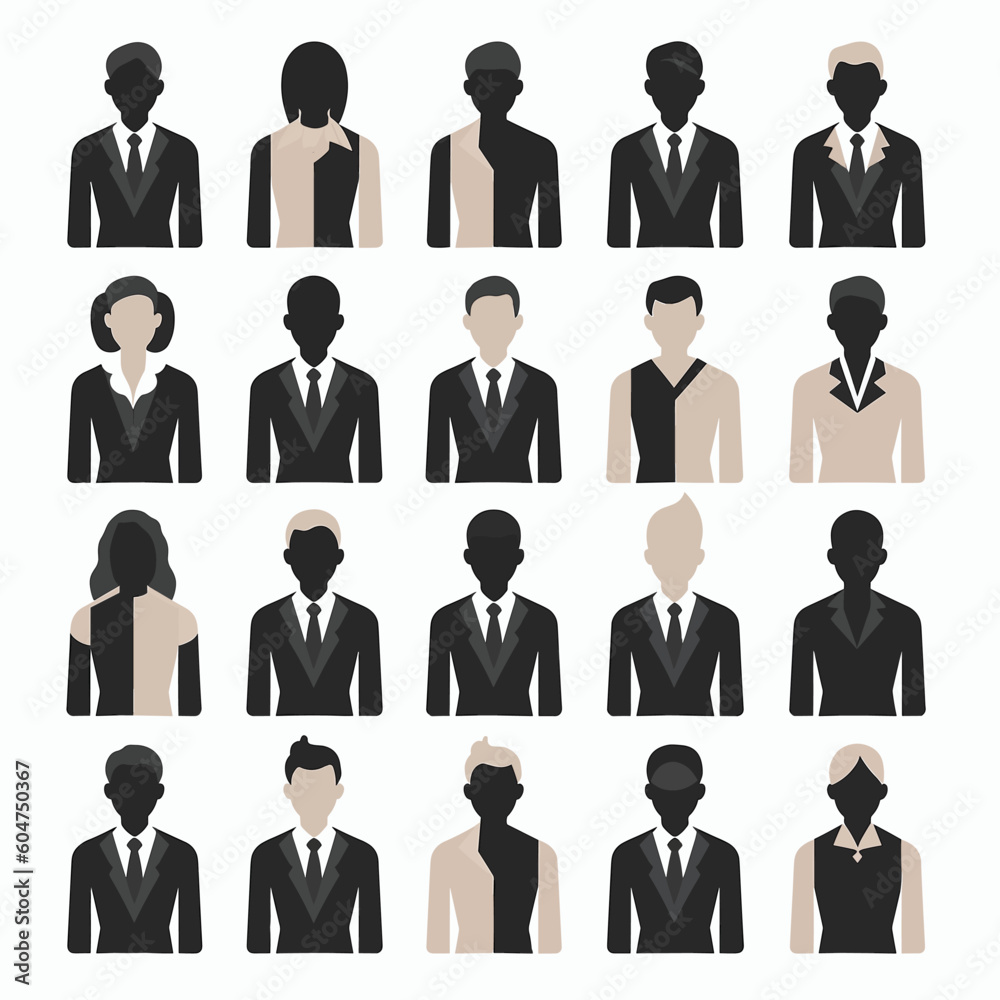 business man icons vector set. Set of vector avatar profile icon in silhouettes. Profile icon. Avatar icons set. Vector business man icons vector set. Set of vector avatar profile icon in silhouettes. Profile icon. Avatar icons set. Vector