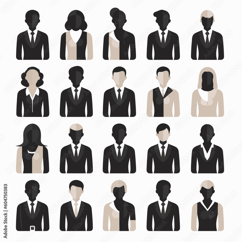 business man icons vector set. Set of vector avatar profile icon in silhouettes. Profile icon. Avatar icons set. Vector business man icons vector set. Set of vector avatar profile icon in silhouettes. Profile icon. Avatar icons set. Vector