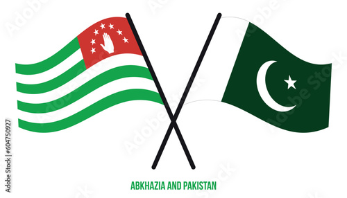Abkhazia and Pakistan Flags Crossed And Waving Flat Style. Official Proportion. Correct Colors