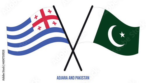 Adjara and Pakistan Flags Crossed And Waving Flat Style. Official Proportion. Correct Colors