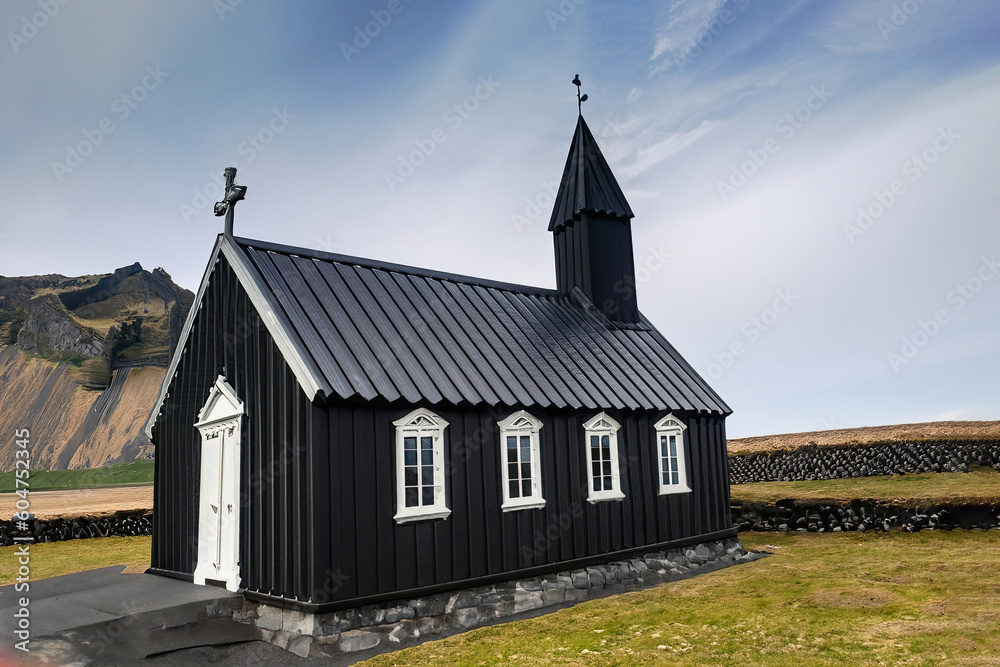 The black church in Helinar, Iceland