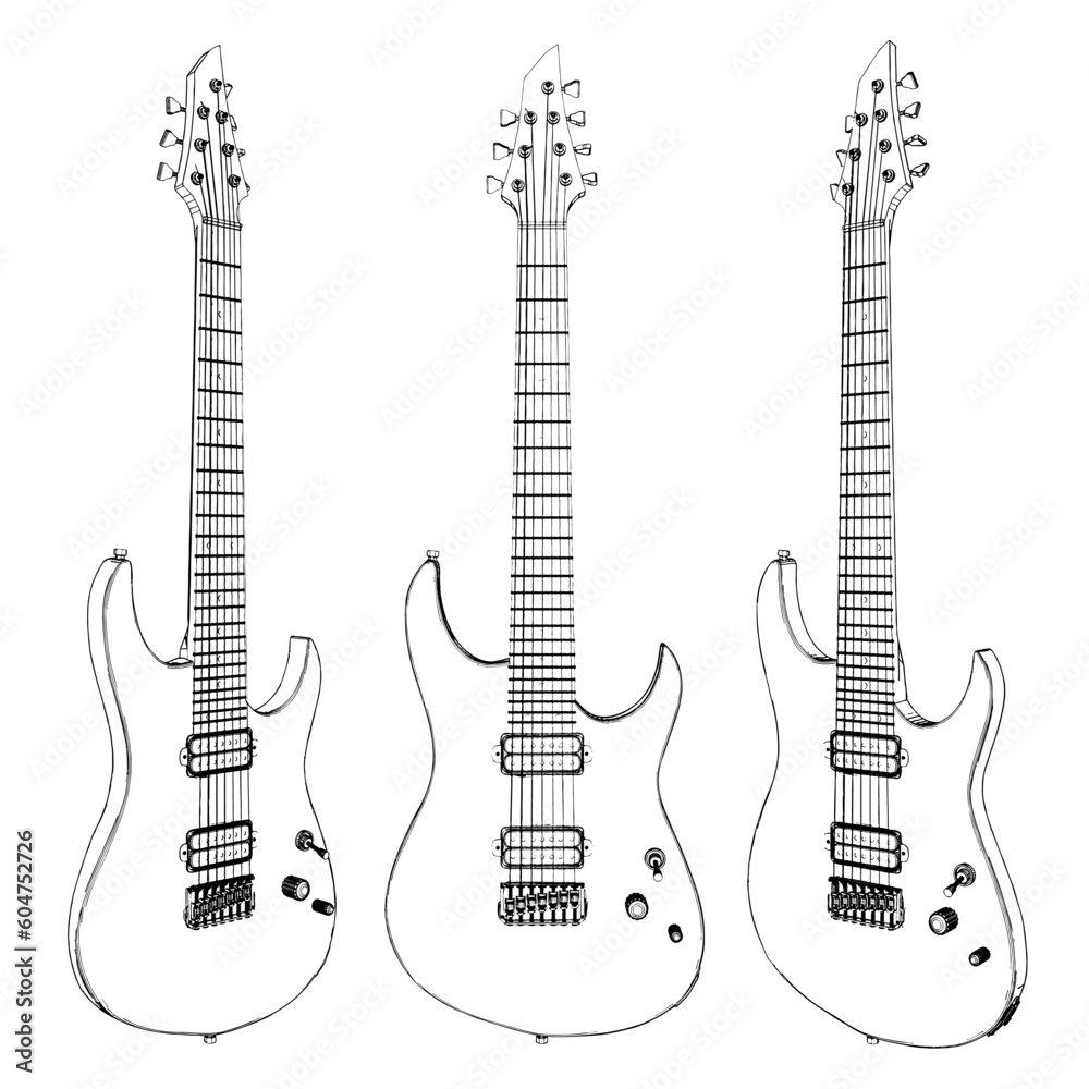 Obraz premium Electric Guitar Vector. Illustration Isolated On White Background. A vector illustration Of An Electric Guitar.