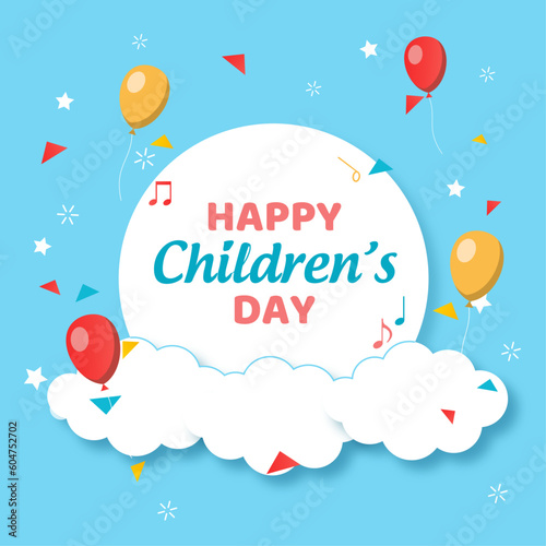 Happy children's day background. Kids party illustration.