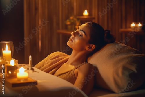 person with candle in a spa