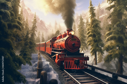 steam train in the forest