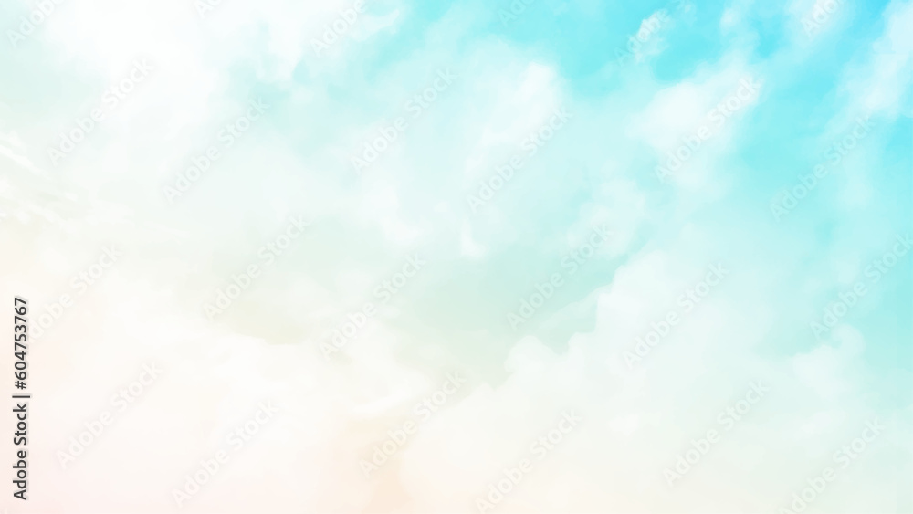 Beautiful Pastel Sky Background with White Clouds. Picture for Summer Season.