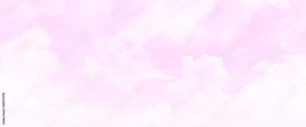 Beautiful Pink Sky Background with White Clouds. Picture for Summer Season. Pink sky background with white clouds.