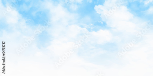Beautiful Blue Sky Background with White Clouds. Picture for Summer Season.. Background with Clouds on Blue Sky. Vector Background