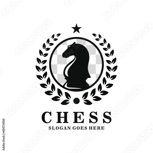 Knight chess logo design vector illustration