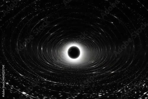 Technical drawing of stars orbit around a black hole  Generative AI