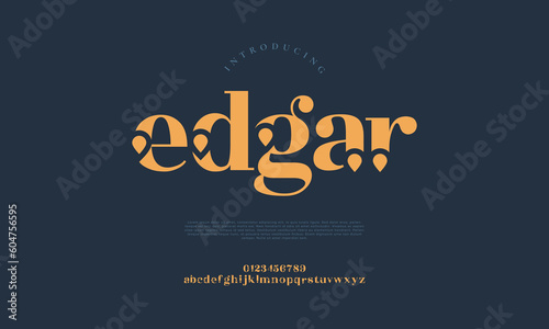 Edgar abstract digital technology logo font alphabet. Minimal modern urban fonts for logo, brand etc. Typography typeface uppercase lowercase and number. vector illustration