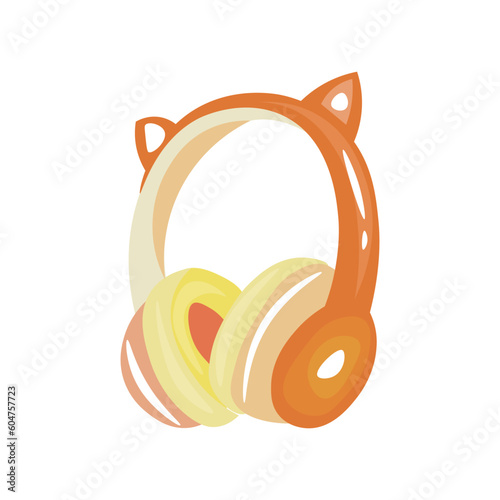 Orange headphones on white background